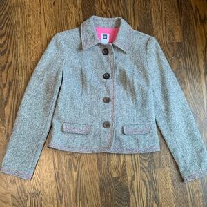 Gap Gray Tweed Blazer with Pink Lining - Size 4